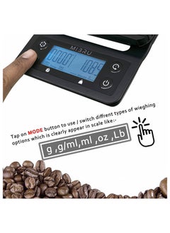 MIBRU Electronic digital kitchen scale for specialty coffee with coffee cleaning brush  - Image 4