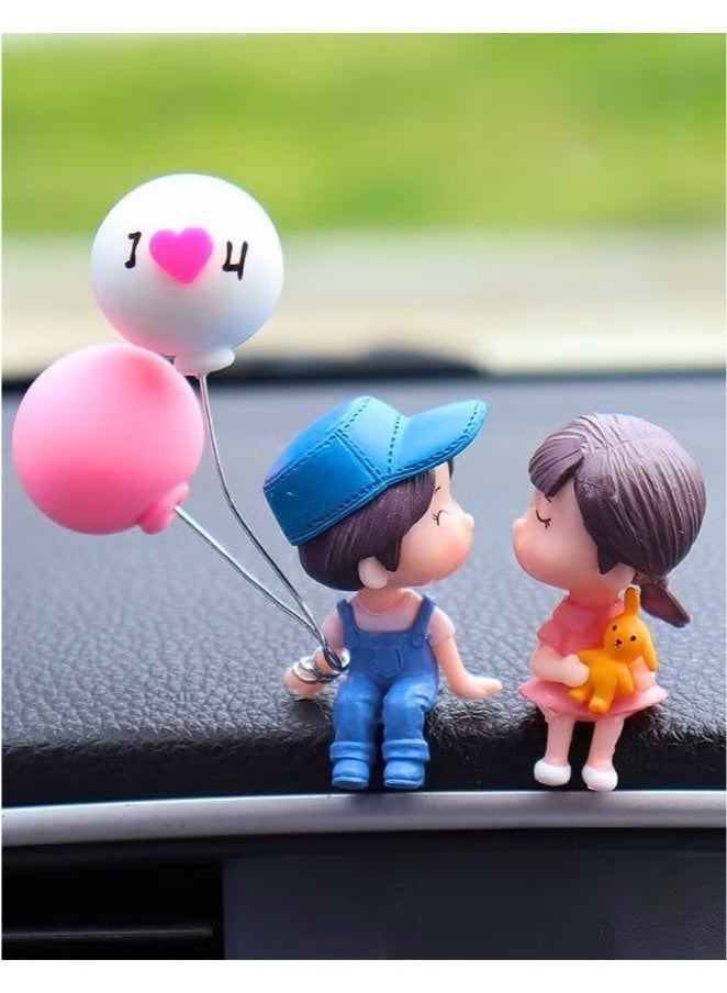 قطعتان من ديكورات المنزل والمكتب على شكل زوجين مع بالون، إكسسوارات للسيارة والمكتب، ديكور للغرفة - Image 1