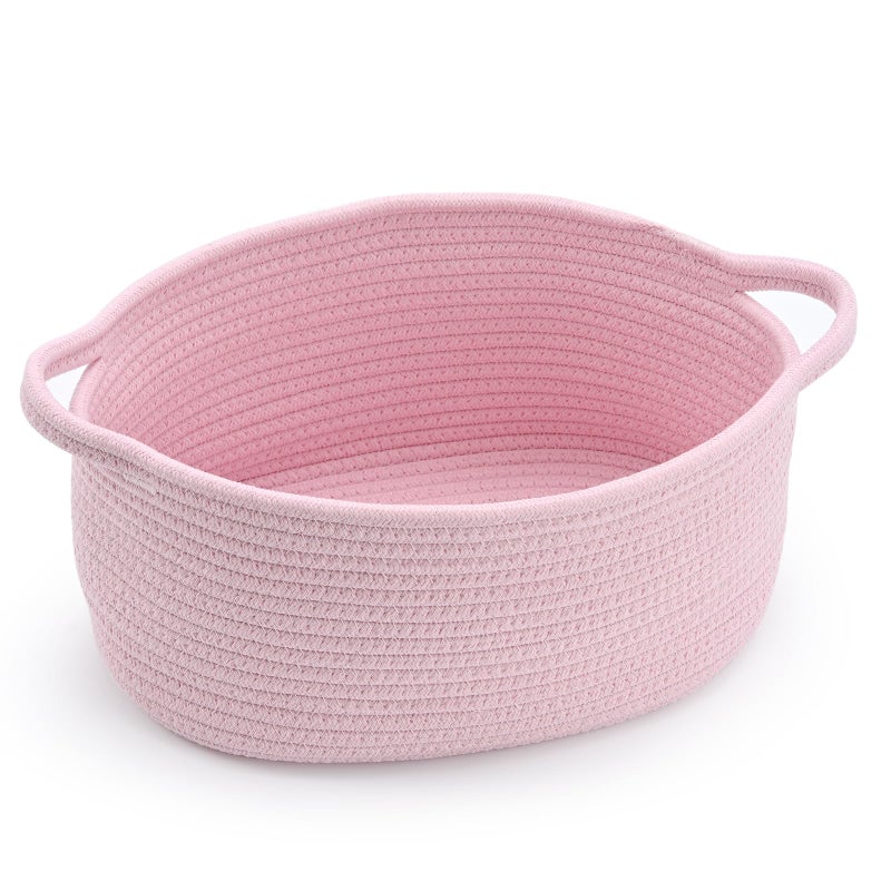 Happyiren Pink Basket Cute Basket for Girl Women Perfect for Valentines Day Baby Shower Birthdays Empty Basket for Gifts Burr Storage Nursery 13 x 8 x 6 inches - Image 2