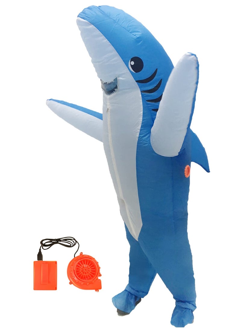 general Inflatable Sharks Costume Adult Fancy Sharks Suit Blow up Full Body Sharks Costume for Festivals Cosplay Party Suitable for Height 150cm/59.05in -190cm/74.8in - Image 1