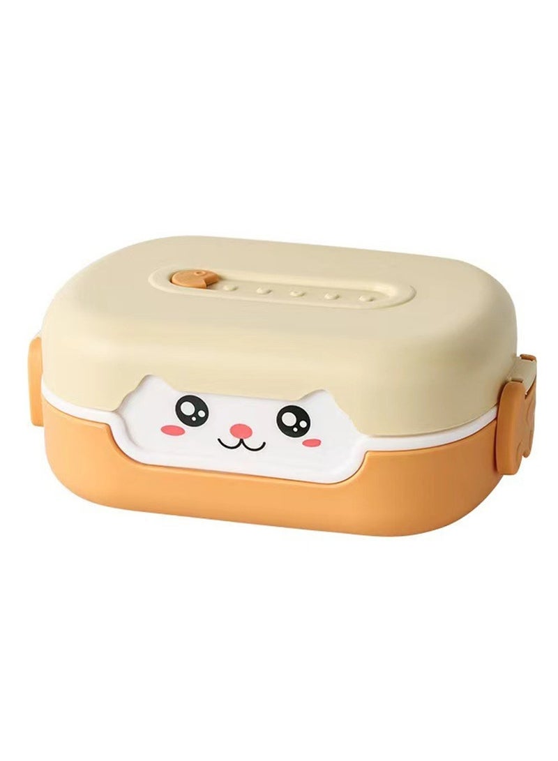 Arabest Kids Bento Lunch Box, 2-Compartment Leakproof Lunch Container, Shockproof Heat-Insulated, Non-Slip Base, Portable Snack Box with Cute Cartoon Lid, School Travel Picnic, Yellow - Image 1
