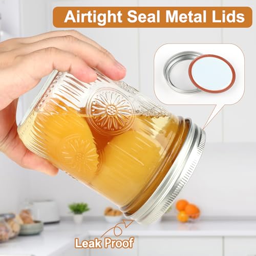 DADILL Wide Mouth Mason Jars 16 oz with Lids, 6 Pack Canning Jars with Airtight Lids and Bands, Glass Pint Jars for Pickling, Meal Prep, Preserving, Overnight Oats, Jam, Wedding Favors & Decor - Image 4