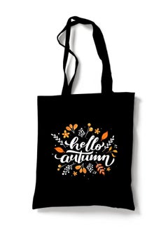 Reusable Eco Friendly Black Cotton Canvas Tote Bag/Shopping/Shoulder Bag Hello Autumn White