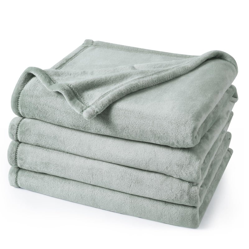 PHF بطانية PHF فائقة النعومة بحجم توأم  بدون تساقط أو تكوير  فاخرة  ناعمة  مريحة  300GSM  بطانية خفيفة الوزن للسرير  الأريكة  الكرسي  مناسبة لجميع الفصول  66"" x 90""  أخضر مريمي - Image 1