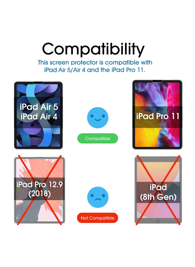 TechMatte amFilm Screen Protector Compatible with iPad Air 5/Air 4/iPad Pro 11, Ultra Sensitive, Face ID & Apple Pencil Compatible, Tempered Glass, 2 Pack  - Image 2