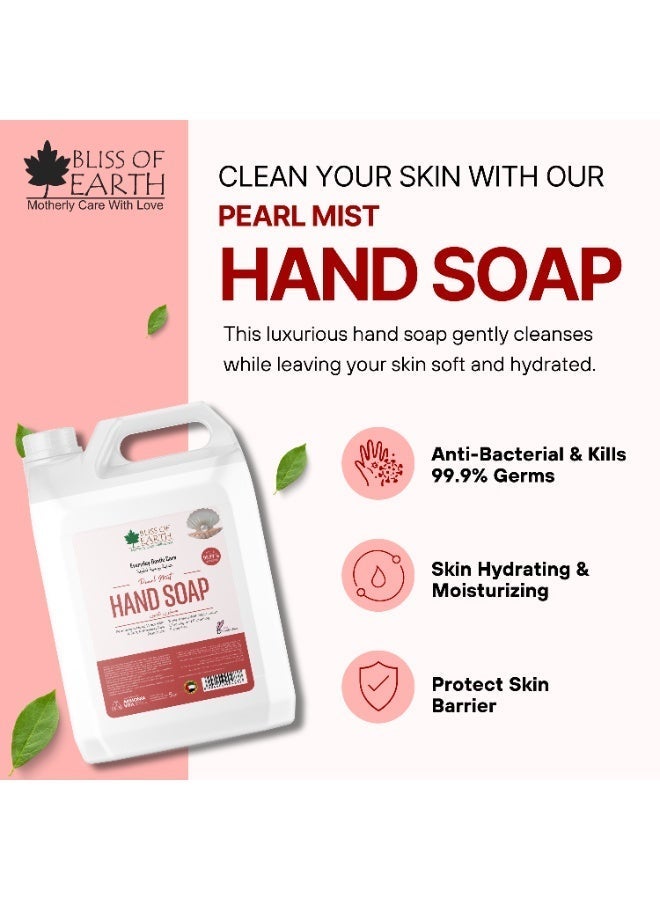 Bliss of Earth Pearl Mist Hand Wash Soap 5L Refill | Antibacterial Liquid Hand Soap with Moisturizing Formula | Gentle Pearlised Hand Wash for Home, Office, Hotel, Restaurant, Salon, Clinic, & School - Image 5