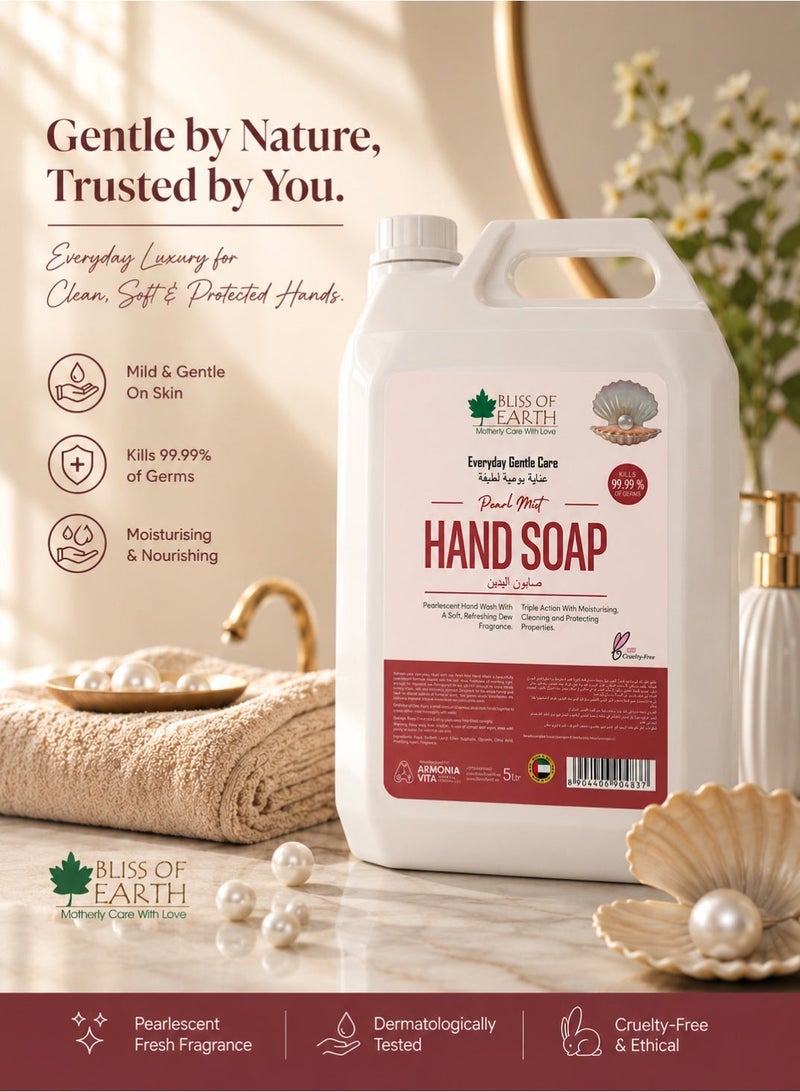 Bliss of Earth Pearl Mist Hand Wash Soap 5L Refill | Antibacterial Liquid Hand Soap with Moisturizing Formula | Gentle Pearlised Hand Wash for Home, Office, Hotel, Restaurant, Salon, Clinic, & School - Image 3