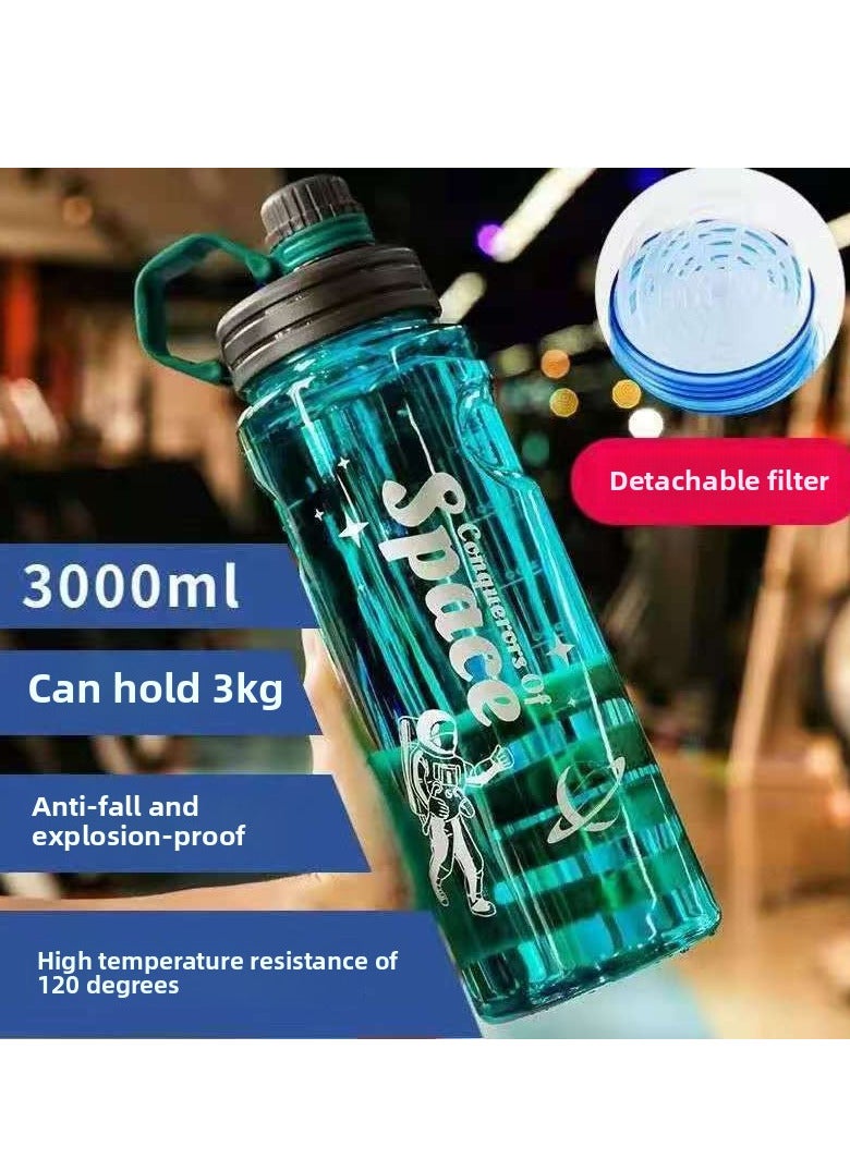 Generic Outdoor Multifunctional Large Capacity Water Bottle Sports Water Bottle with Filter Green 3000ML  - Image 2