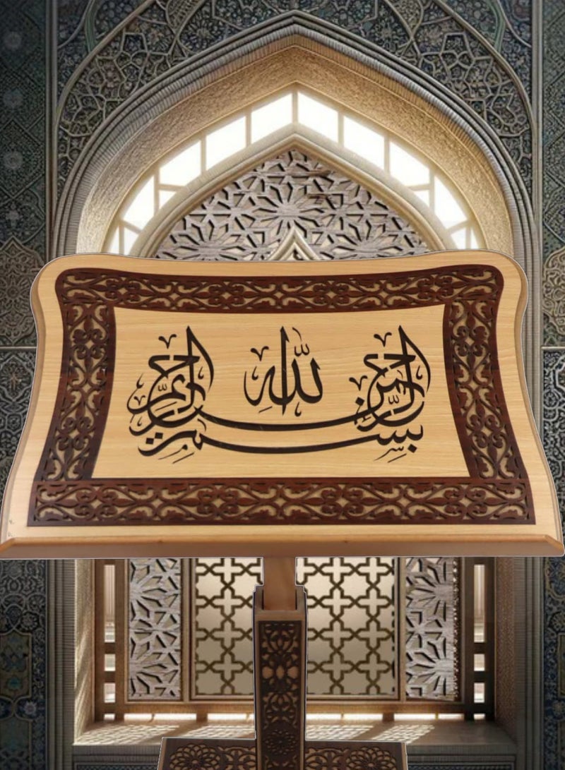 ريبنيو حامل قران خشبي فاخر قابل   لتعديل الارتفاع تصميم أنيق مع إمكانية تعديل الارتفاع والحركة - Image 4