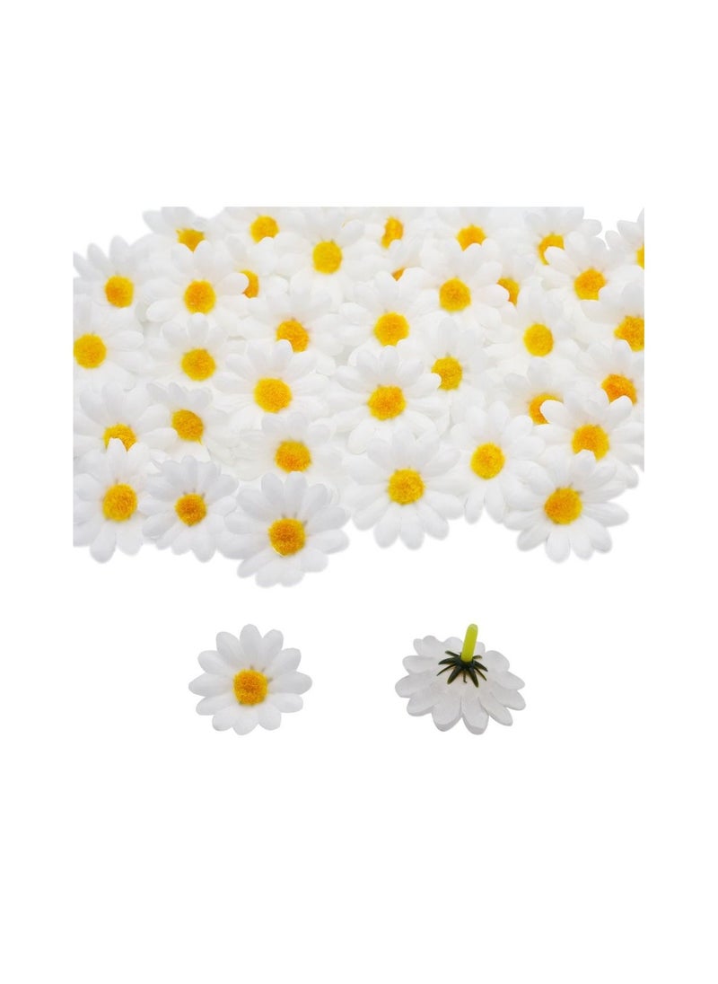 SYOSI Artificial Daisy, 100 PCS Silk Daisy Heads, Fake Fabric Gerbera, 1.5inch Floral Head, Artificial Gerber Daisy, for Wedding Decoration Home Decoration, DIY Eggs, Beach Bonnet Craft, White  - Image 1