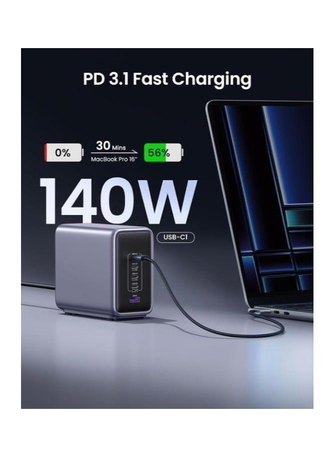 ريبنيو 300 واط [Nexode GaN] شاحن USB C 5 منافذ شاحن كمبيوتر محمول مع كابل USB C 240 واط لأجهزة الكمبيوتر المحمولة والأجهزة اللوحية والهواتف الذكية وما إلى ذلك - Image 2