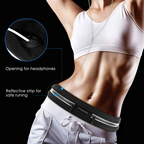 MoKo Sports Running Belt,Outdoor Dual Pouch Sweatproof Reflective Slim Waist Pack,Fitness Workout Belt Fanny Pack Compatible with iPhone 11/11 Pro Max/X/Xr/Xs Max/8/7, Galaxy Note 10/10 Plus, S20/S10 - Image 5