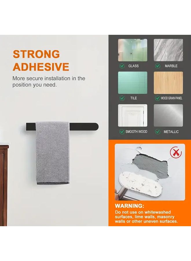 Heavy Duty Stainless Steel Bathroom Towel Rack Black No Drill Self Adhesive Mounting Space Saving Rust Resistant Towel Bar for Bathroom Kitchen Toilet Modern Minimalist Design Easy Installation for Renters Homeowners Kitchen Storage Wall Mounted Holder Apartment Living - Image 5
