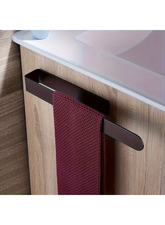Heavy Duty Stainless Steel Bathroom Towel Rack Black No Drill Self Adhesive Mounting Space Saving Rust Resistant Towel Bar for Bathroom Kitchen Toilet Modern Minimalist Design Easy Installation for Renters Homeowners Kitchen Storage Wall Mounted Holder Apartment Living - Image 2