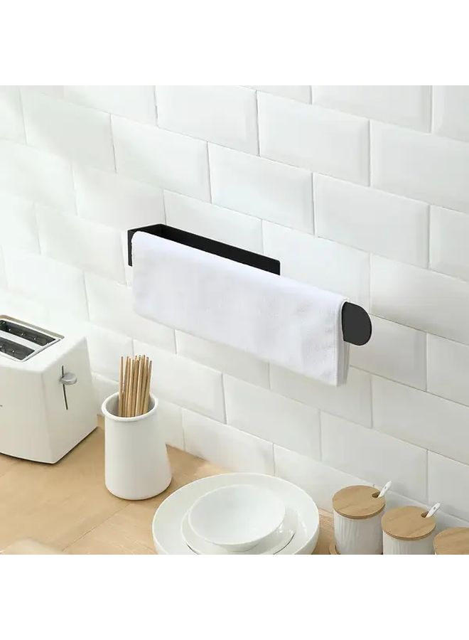 Heavy Duty Stainless Steel Bathroom Towel Rack Black No Drill Self Adhesive Mounting Space Saving Rust Resistant Towel Bar for Bathroom Kitchen Toilet Modern Minimalist Design Easy Installation for Renters Homeowners Kitchen Storage Wall Mounted Holder Apartment Living - Image 4