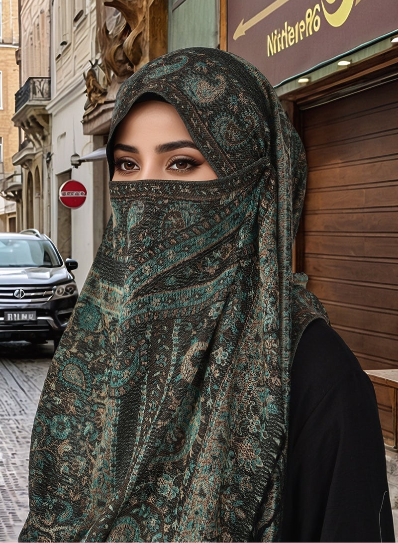 Cashew Printed Pashmina Shawl Thick Jacquard Tassel Shawl Women Comfortable Hijab Muslim Headscarf Tudung  - Image 2