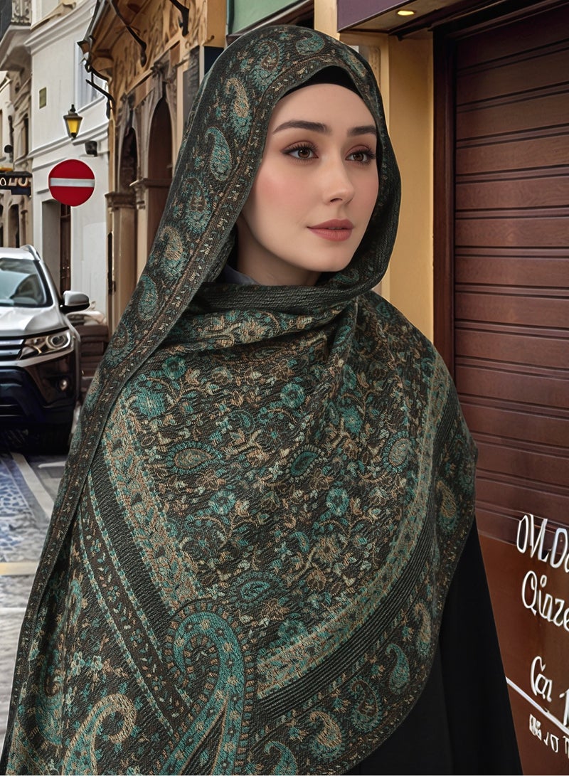 Cashew Printed Pashmina Shawl Thick Jacquard Tassel Shawl Women Comfortable Hijab Muslim Headscarf Tudung  - Image 1