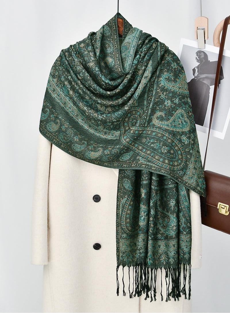 Cashew Printed Pashmina Shawl Thick Jacquard Tassel Shawl Women Comfortable Hijab Muslim Headscarf Tudung  - Image 3