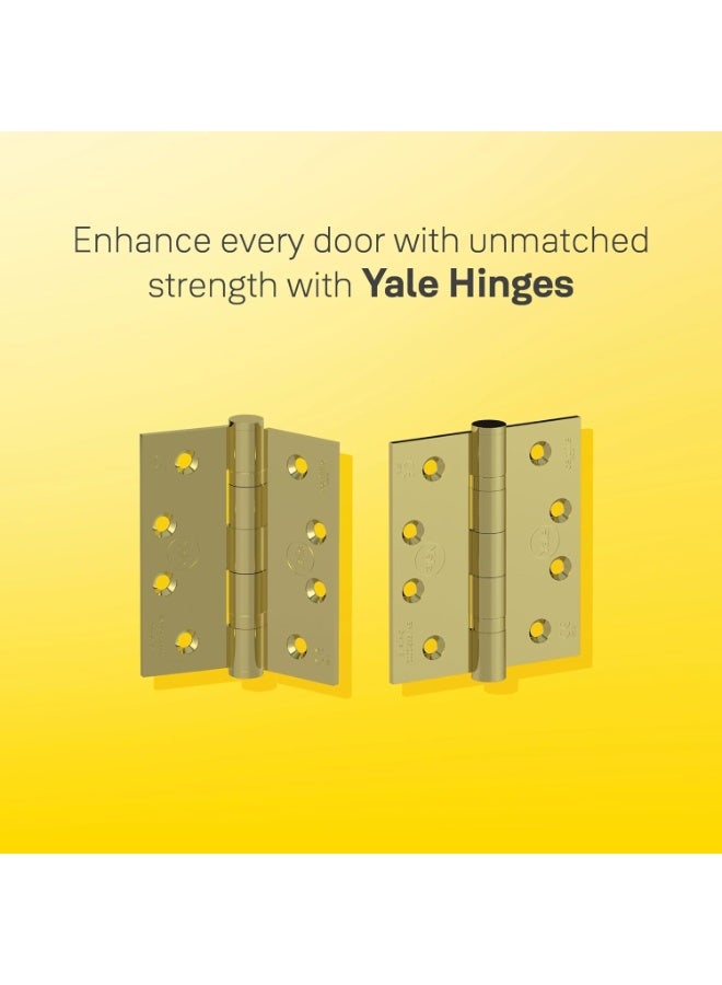 Yale 102mm x 102mm Stainless Steel Ball Bearing Butt Hinge - Fire Rated, Anti-Corrosion for Interior & Exterior Doors (Gold) - Image 4