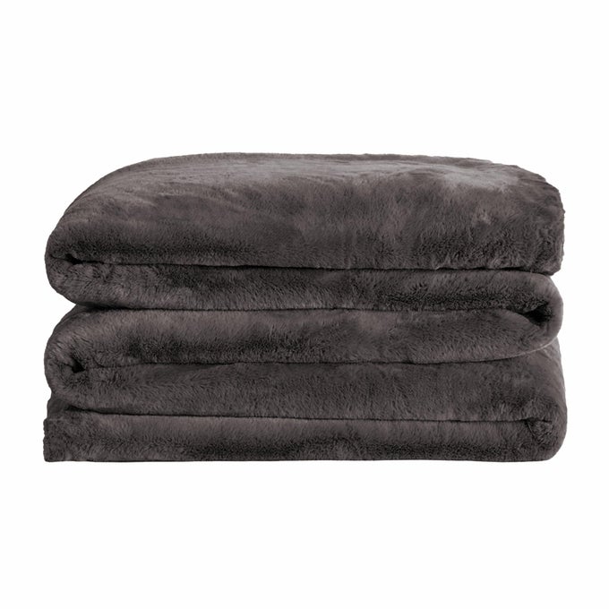 CUDDLE PUDDLE FAUX FUR BLANKET OVERSIZED LIGHTWEIGHT EXTRA SOFT BLANKET MACHINE WASHABLE ADD A LAYER OF SOFTNESS TO ANY BED OR COUCH 100 X 100 CHARCOAL CHARLIE