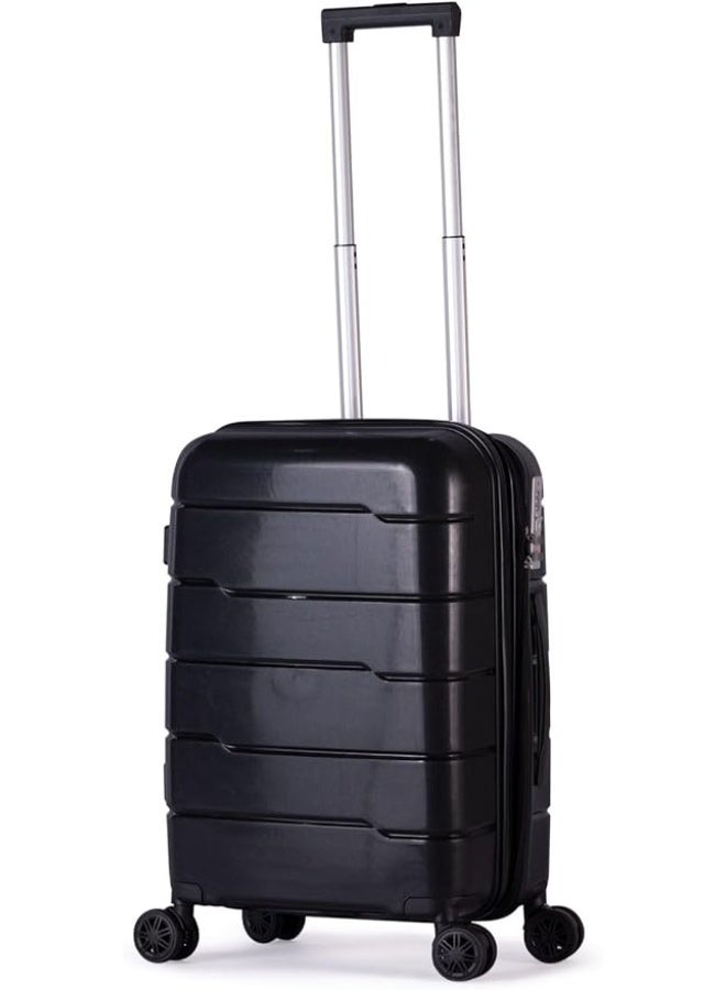 شنطة سفر trolley صلبة 60 سم – خفيفة الوزن بعجلات دوارة 360 درجة، حجم صغير – أسود  - Image 1