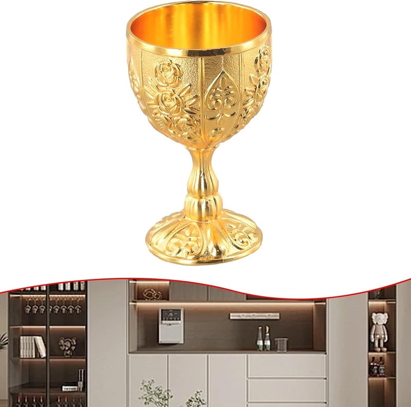 Vintage Metal Wine Cup 30ml Copper Alloy Retro Style Goblet for Champagne or Whiskey Lovers, Gold and Silver Options(G) Gulf climate upgraded quality - Image 2