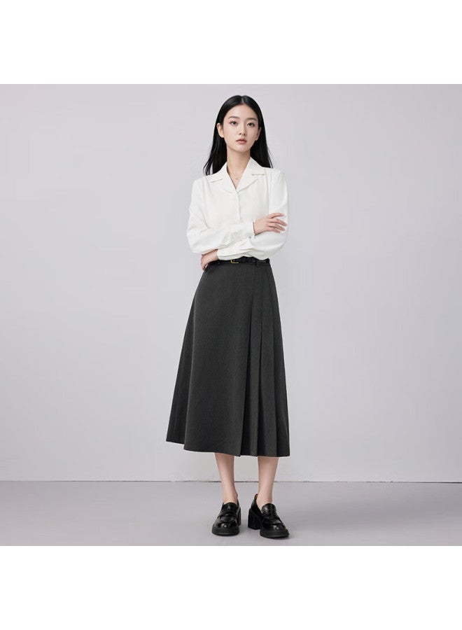 Teluoman White Chiffon Blouse For Women, Long-sleeved Professional Attire, Suitable For Commuting, Interviews, Teacher Certification Exams, Draping Effect, Slimming, Casual Shirt - Image 4