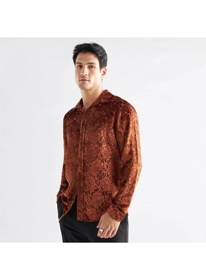 Splash FAV Floral Burnout Velour Shirt