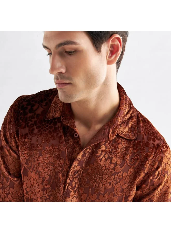Splash FAV Floral Burnout Velour Shirt
