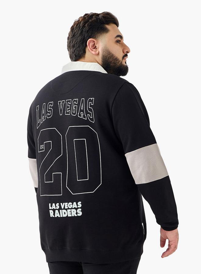 Maxim Men Regular Fit Las Vegas Raiders Print Polo Sweatshirt - Image 3