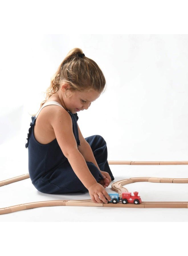 Play22 Wooden Train Tracks - 52 Pcs Set + 2 Bonus Toy Trains Sets For Kids Car Toys Is Compatible With Thomas Railway Systems And All Major Brands Original - Image 5