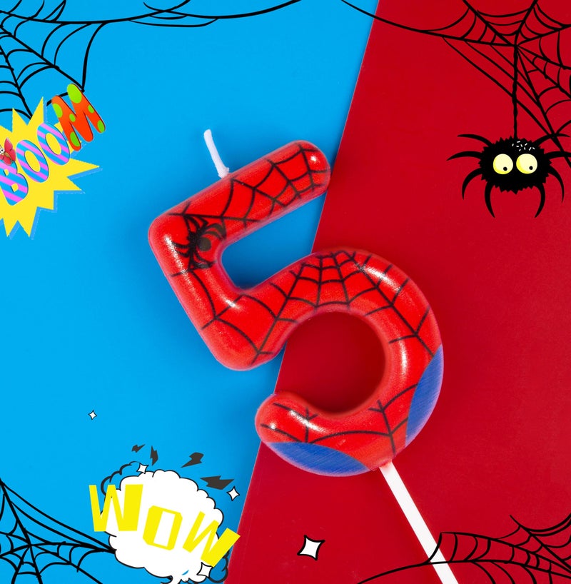 PHD CAKE 2.76 Inch Number 5 Spider Birthday Candles, Spider Cartoon Themed Number Candles, Cake Number Candles, Party Celebration - Image 2