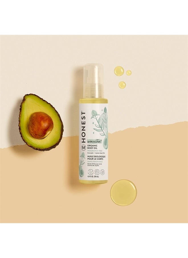 The Honest Company - Organic Body Oil | Gentle for Baby | Fragrance Free, Plant-Based, Hypoallergenic | 4.0 fl oz - Image 1