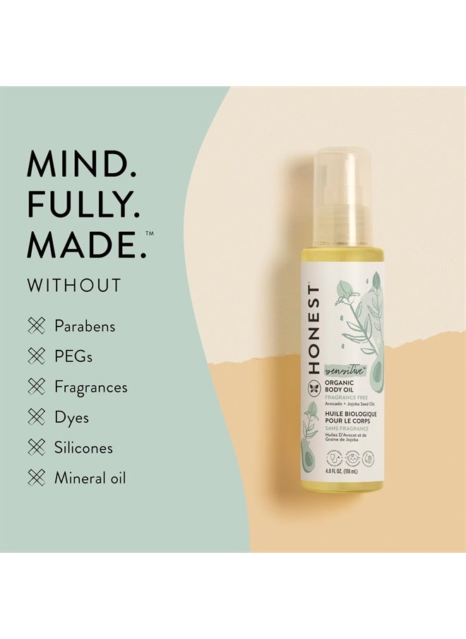 The Honest Company - Organic Body Oil | Gentle for Baby | Fragrance Free, Plant-Based, Hypoallergenic | 4.0 fl oz - Image 1