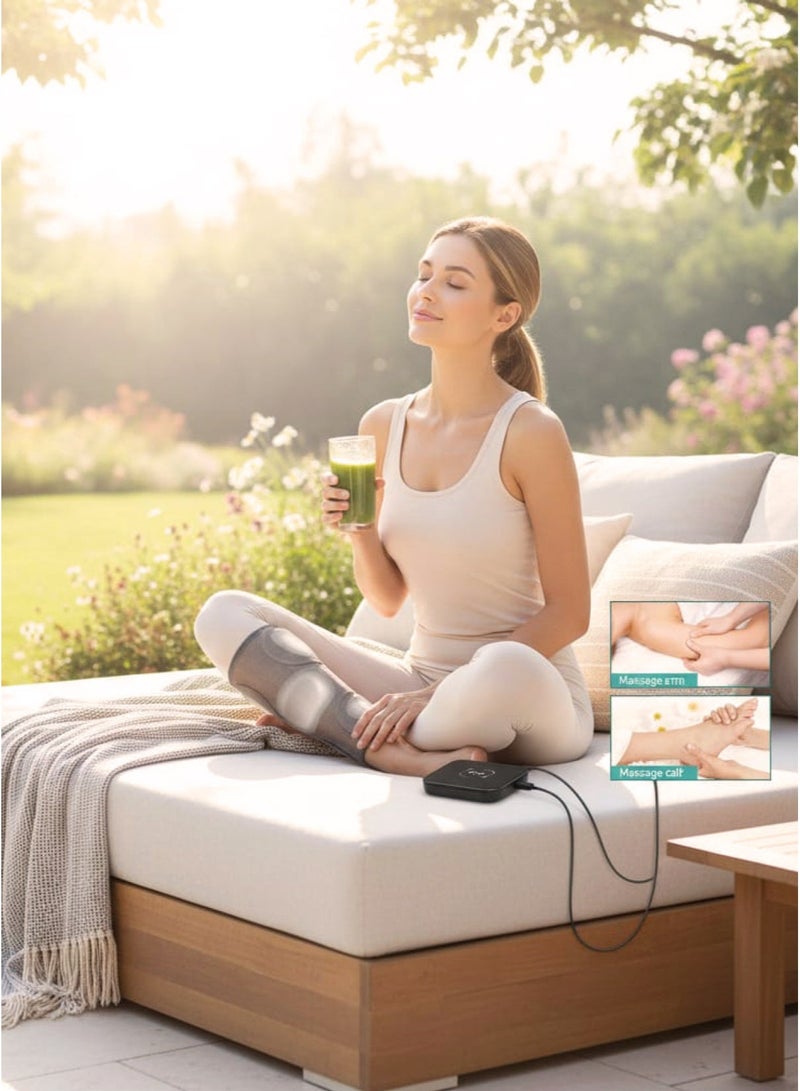 Wireless Electric Air Compression Leg & Calf Massager – 3‑Level Pressure + Heat Therapy, Digital Touch Control, Grey (Double Unit) - Image 3