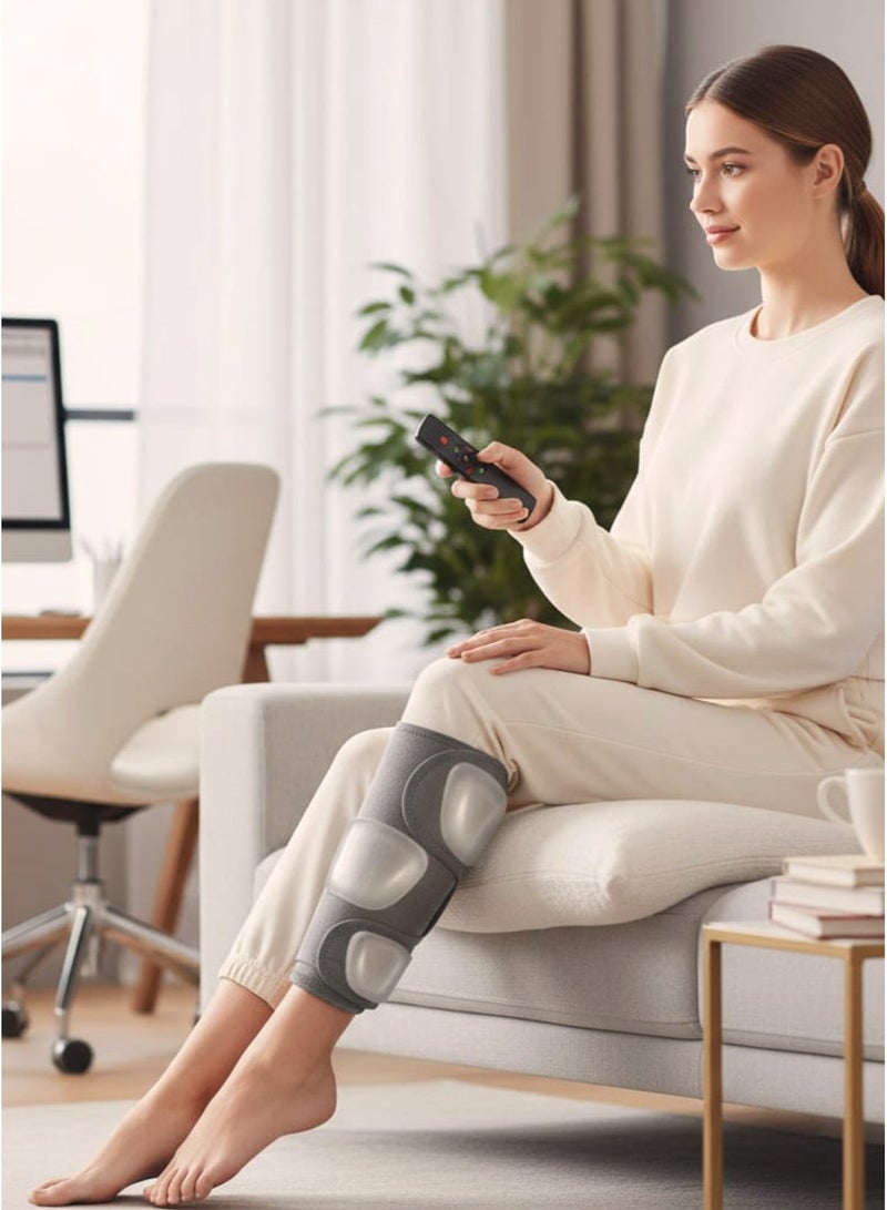 Wireless Electric Air Compression Leg & Calf Massager – 3‑Level Pressure + Heat Therapy, Digital Touch Control, Grey (Double Unit) - Image 2