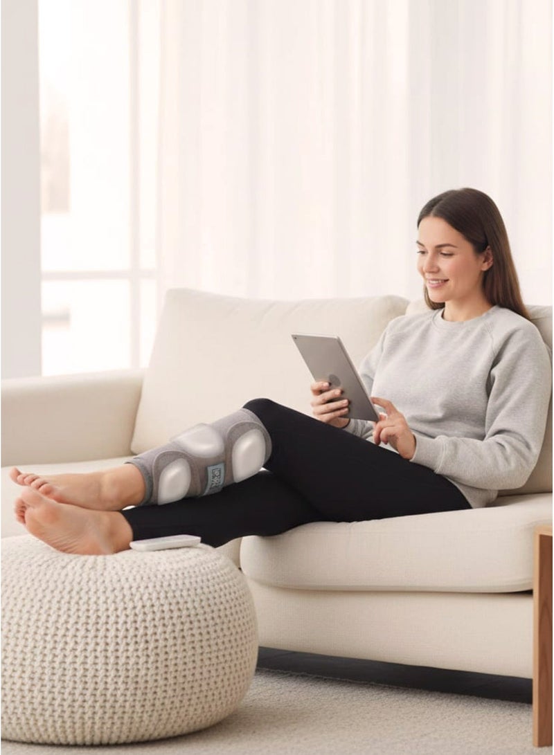 Wireless Electric Air Compression Leg & Calf Massager – 3‑Level Pressure + Heat Therapy, Digital Touch Control, Grey (Double Unit) - Image 5