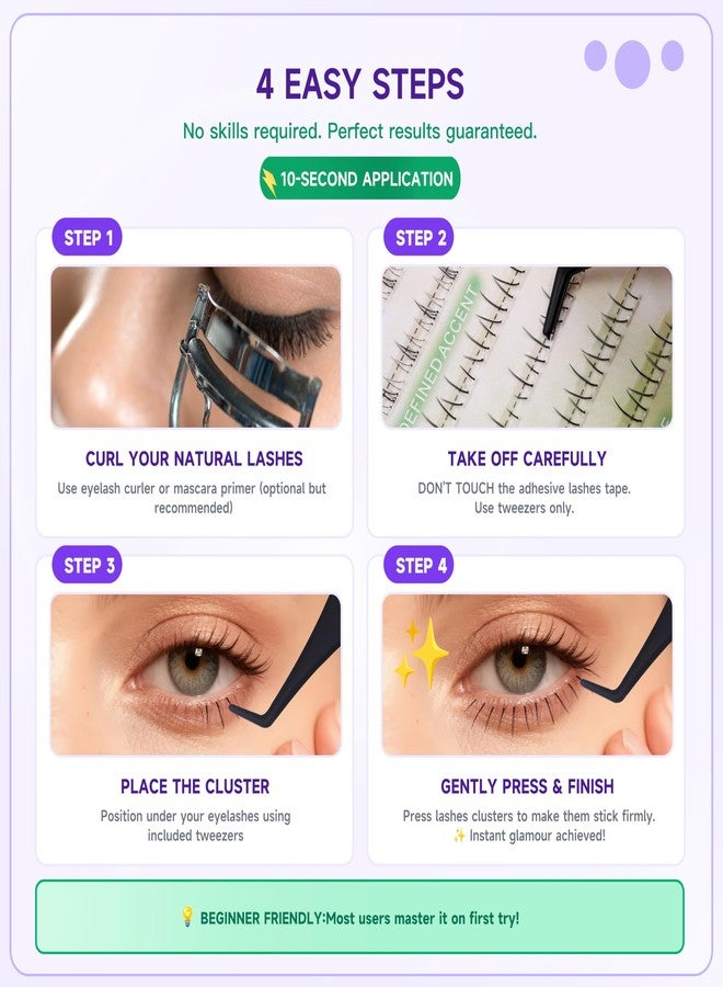 Dorisue Preglue Bottom Lash Clusters Stock-Up Kit - 2 Trays 6 Style 【224pcs Total】 Lower Lash Extensions + Mini Bond Glue, 5-8m Wispy Natural Look DIY Individual Bottom Lashes - Image 4
