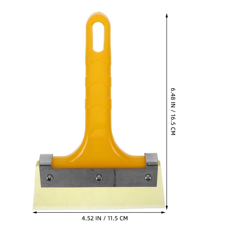 Yellow Short Handle Car Snow Scraper Squeegee With Sturdy Rubber Blade - Image 3