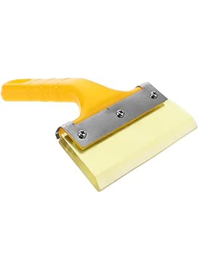 Yellow Short Handle Car Snow Scraper Squeegee With Sturdy Rubber Blade - Image 1