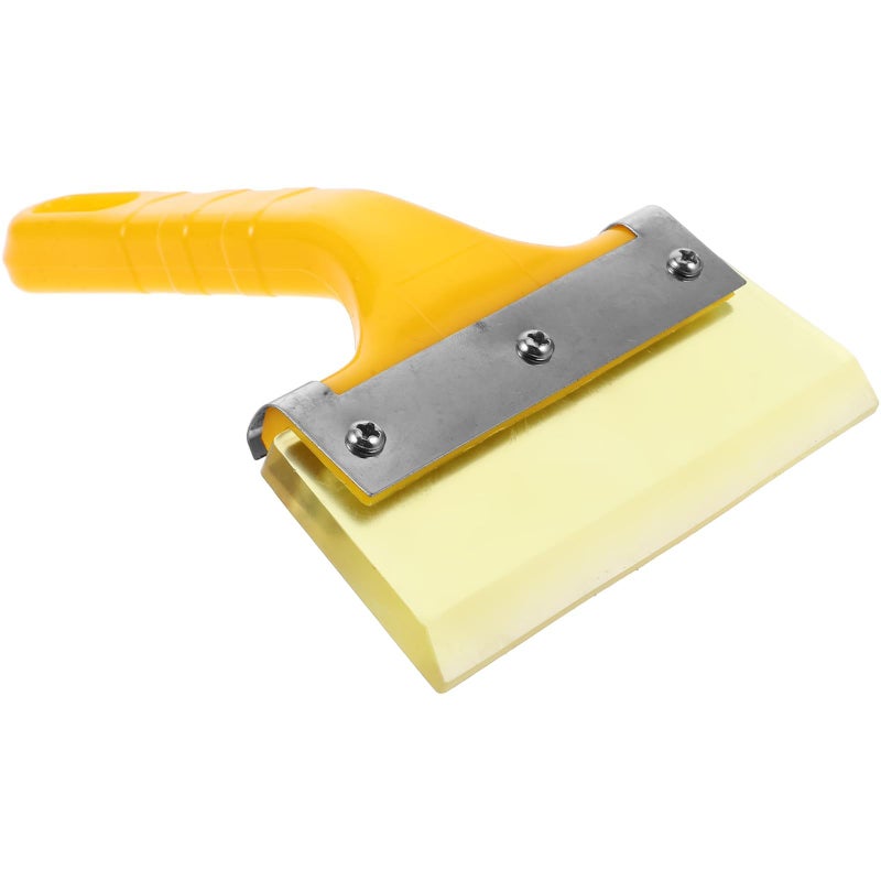 Yellow Short Handle Car Snow Scraper Squeegee With Sturdy Rubber Blade - Image 2