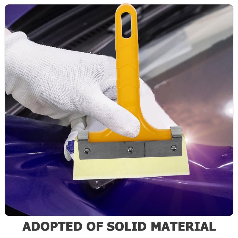 Yellow Short Handle Car Snow Scraper Squeegee With Sturdy Rubber Blade - Image 4