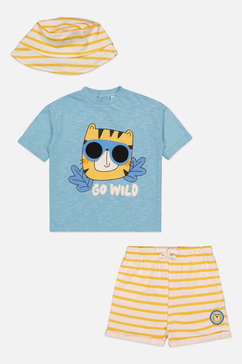 Lily & Jack Toddlers Boy 3 Pieces Graphic Print T-Shirt With Shorts And Bucket Hat Set, Multicolor - Image 2