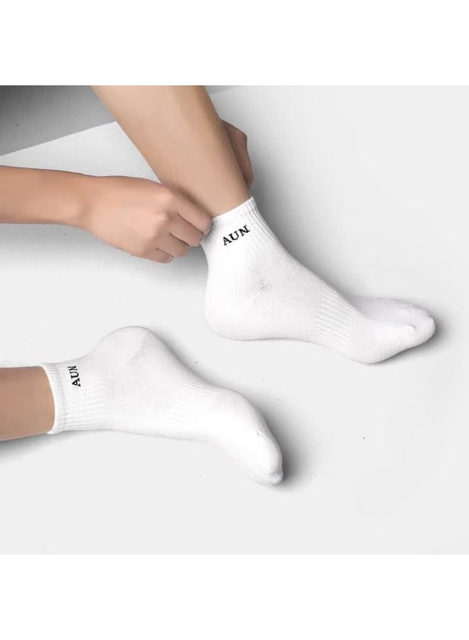 Aun Men's Sports Anti-odor Socks 7a Antibacterial Deodorant Cotton Athletic Socks Black 6 Pairs - Image 4