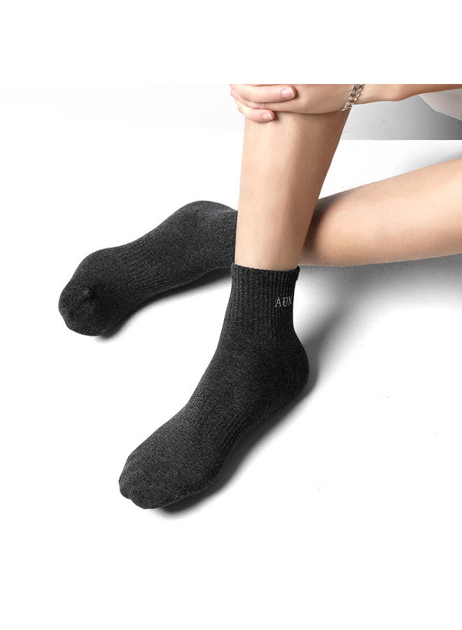 Aun Men's Sports Anti-odor Socks 7a Antibacterial Deodorant Cotton Athletic Socks Black 6 Pairs - Image 5