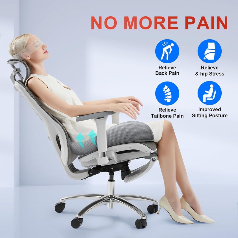 Benazcap X Large Memory Seat Cushion for Office Chair,Chair Cushion, Ergonomic Cushions Memory Foam for Long Sitting for Gaming Chair and Car Seat - Grey - Image 5