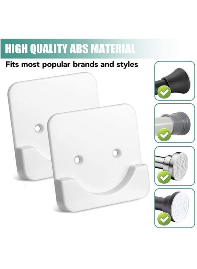 yongsheng 2 Pack Adhesive Shower Curtain Rod Tension Holder | Shower Rod Mount Retainer for Wall | No Drilling | Stick On | White - Image 2