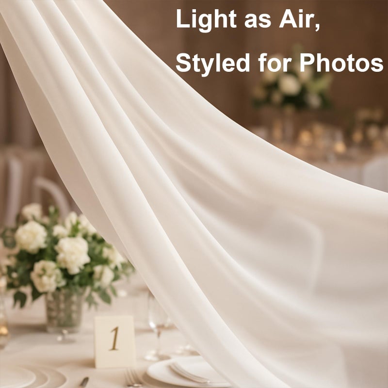 TWPER Bridal Neck Scarf Long for Wedding, 142 Inch White Wedding Scarf for Bride â€“ Minimalist Tulle Wrap for Ceremony Elopement Reception Bridal Portrait Accessory - Image 3