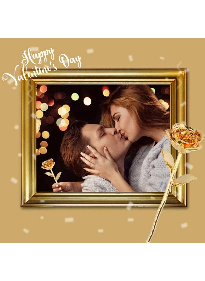 ZJchao - ZJchao 24K Gold Rose for Her, Dipped Gold Rose Eternity Love Real Golden Plated Preserved Eternal Flower with Rose Stand Present for Wife/Girlfriend/Couple (Gold) - Image 1