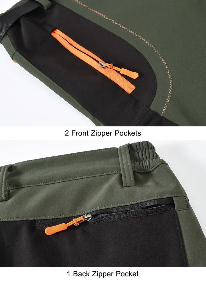 Rdruko Men's Snow Ski Pants Waterproof Insulated Winter Hiking Snowboard Fleece Lined Pants with Belt, Army Green, S - Image 5